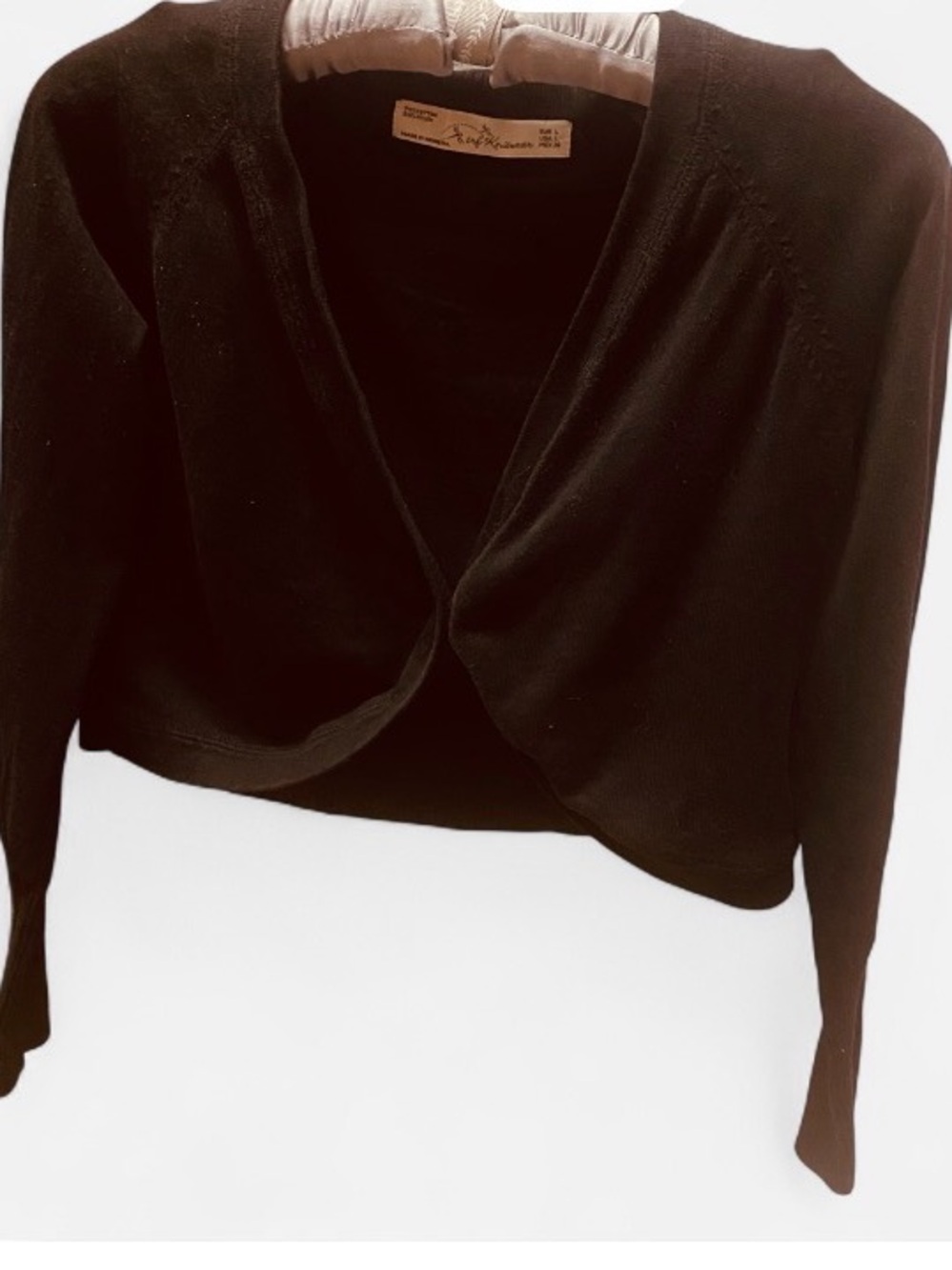 Women’s Black Cropped Open-Front Sweater - Classic Layering Piece